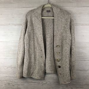 J.Jill Beige Cardigan with large Mishaped Buttons